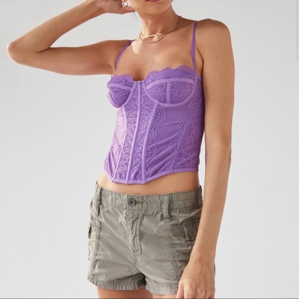Urban Outfitters Modern Love Corset Top Violet